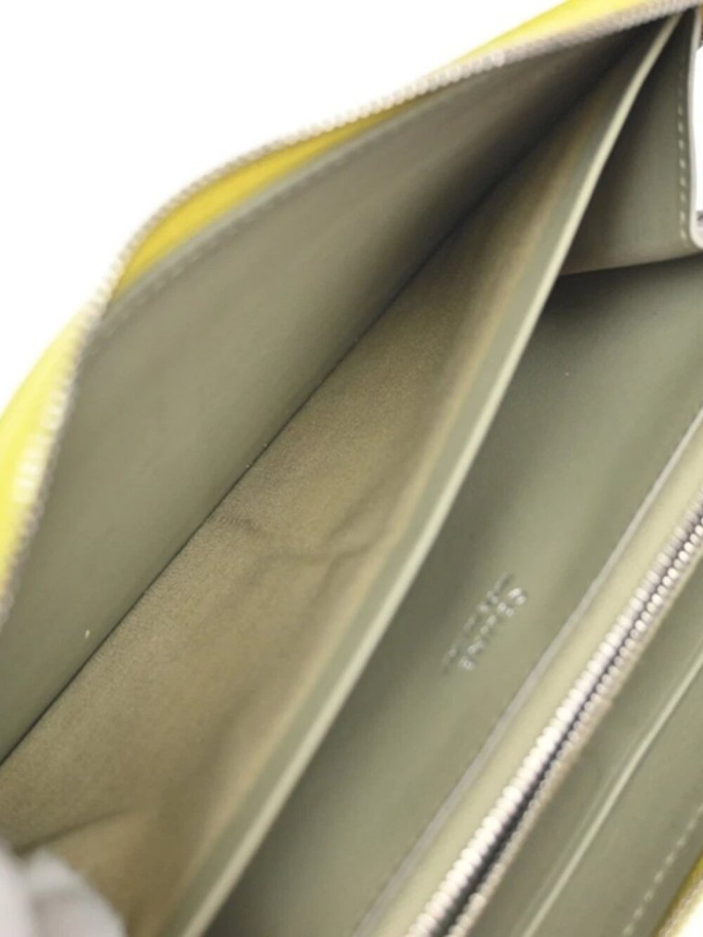 CELINE Logo Zip Around Long Wallet Purse Leather Yellow SHW Italy 66YH956 - Picture 12 of 14